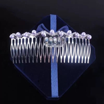 Pieptene metalic pentru păr cu strasuri, formă nod papion, placare electroplatinată, accesorii păr pentru femei