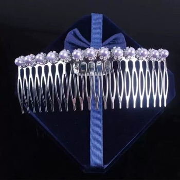 Pieptene metalic pentru păr cu strasuri, formă nod papion, placare electroplatinată, accesorii păr pentru femei