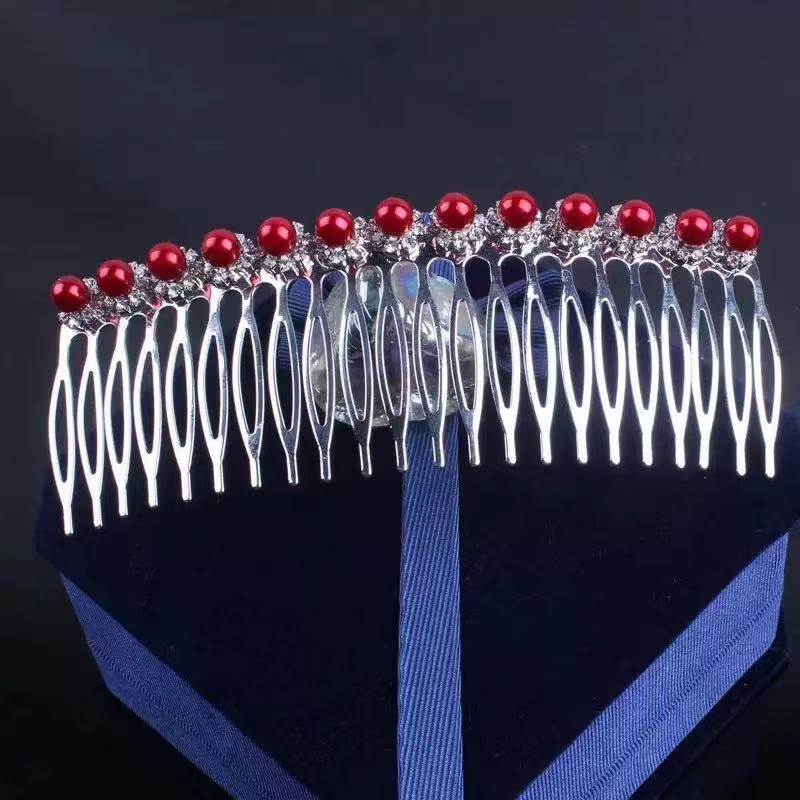 Pieptene metalic pentru păr cu strasuri, formă nod papion, placare electroplatinată, accesorii păr pentru femei