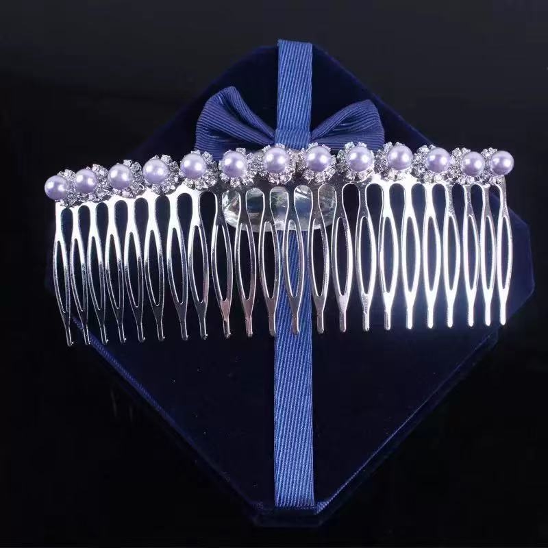 Pieptene metalic pentru păr cu strasuri, formă nod papion, placare electroplatinată, accesorii păr pentru femei