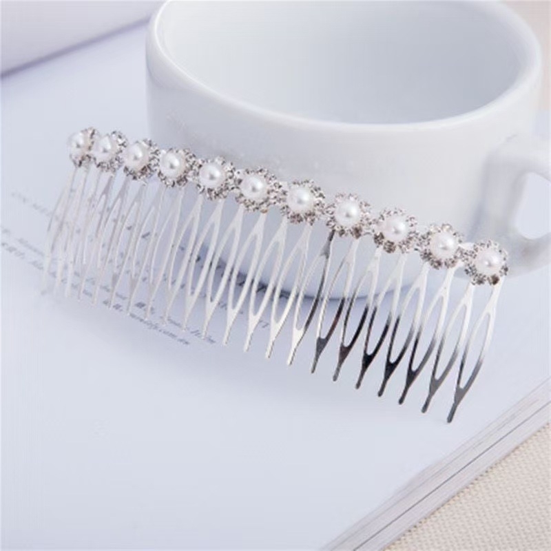 Pieptene metalic pentru păr cu strasuri, formă nod papion, placare electroplatinată, accesorii păr pentru femei