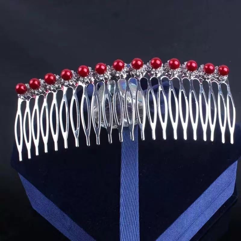 Pieptene metalic pentru păr cu strasuri, formă nod papion, placare electroplatinată, accesorii păr pentru femei