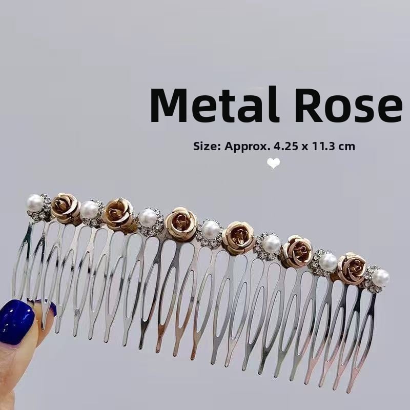 Pieptene metalic pentru păr cu strasuri, formă nod papion, placare electroplatinată, accesorii păr pentru femei