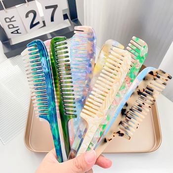 Pieptene pentru păr din placă de acetat, stil retro, unisex, lucrat manual, design geometric