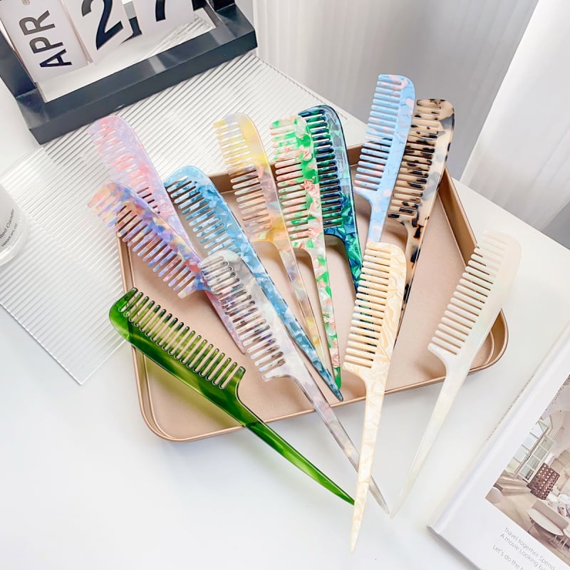 Pieptene pentru păr din placă de acetat, stil retro, unisex, lucrat manual, design geometric