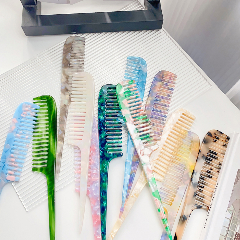 Pieptene pentru păr din placă de acetat, stil retro, unisex, lucrat manual, design geometric