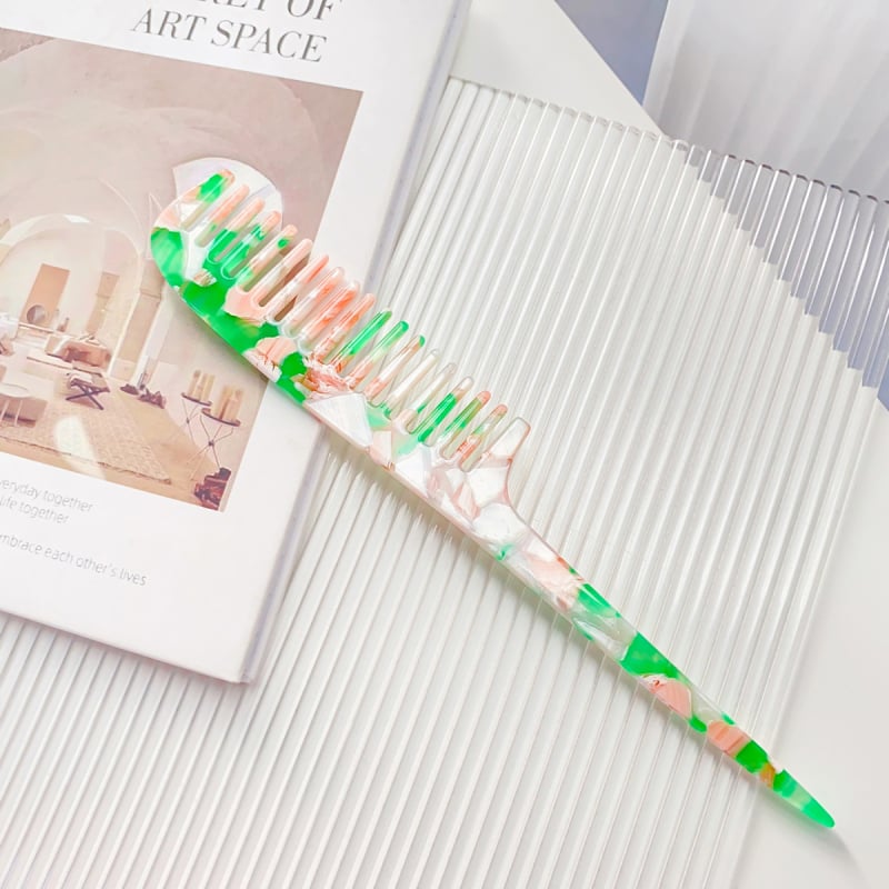 Pieptene pentru păr din placă de acetat, stil retro, unisex, lucrat manual, design geometric