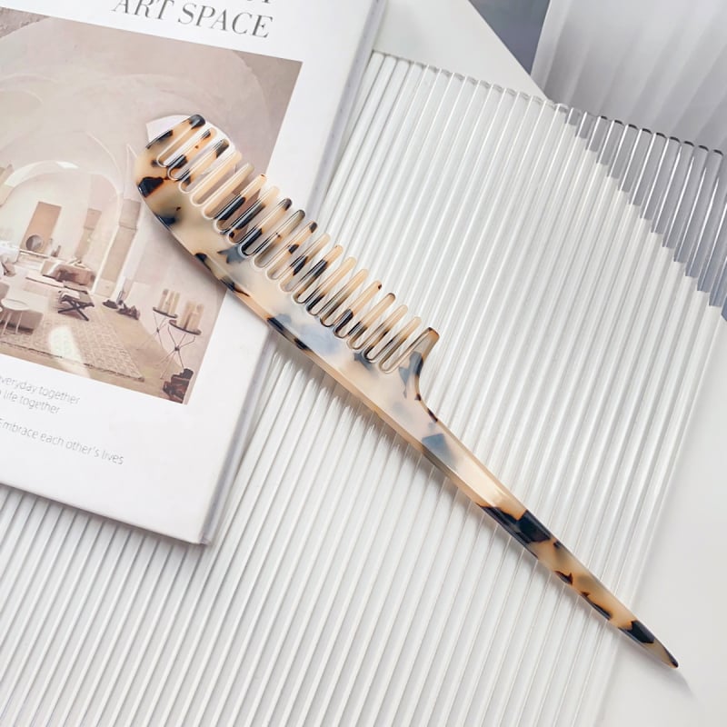 Pieptene pentru păr din placă de acetat, stil retro, unisex, lucrat manual, design geometric