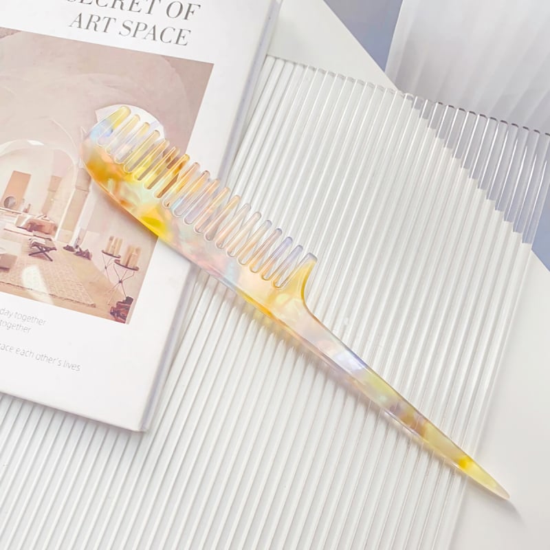 Pieptene pentru păr din placă de acetat, stil retro, unisex, lucrat manual, design geometric