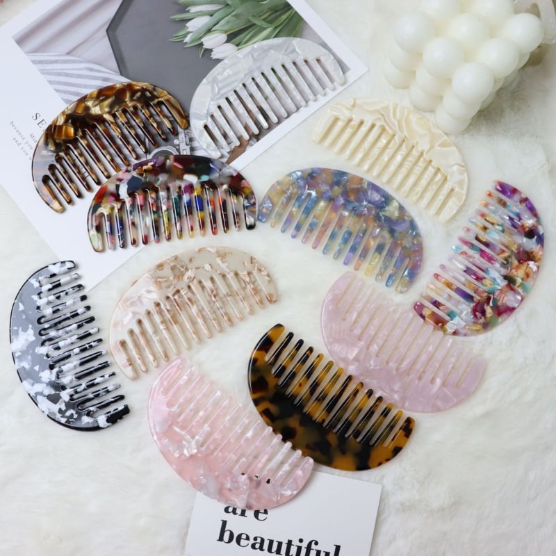 Ģeometriska pusmēness matu ķemme, materiāls: etiķskābe, Korejas stilā, unisex, apstrāde: eļļas injekcija, izcelsme Yiwu