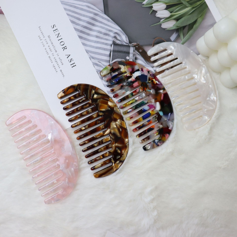 Ģeometriska pusmēness matu ķemme, materiāls: etiķskābe, Korejas stilā, unisex, apstrāde: eļļas injekcija, izcelsme Yiwu