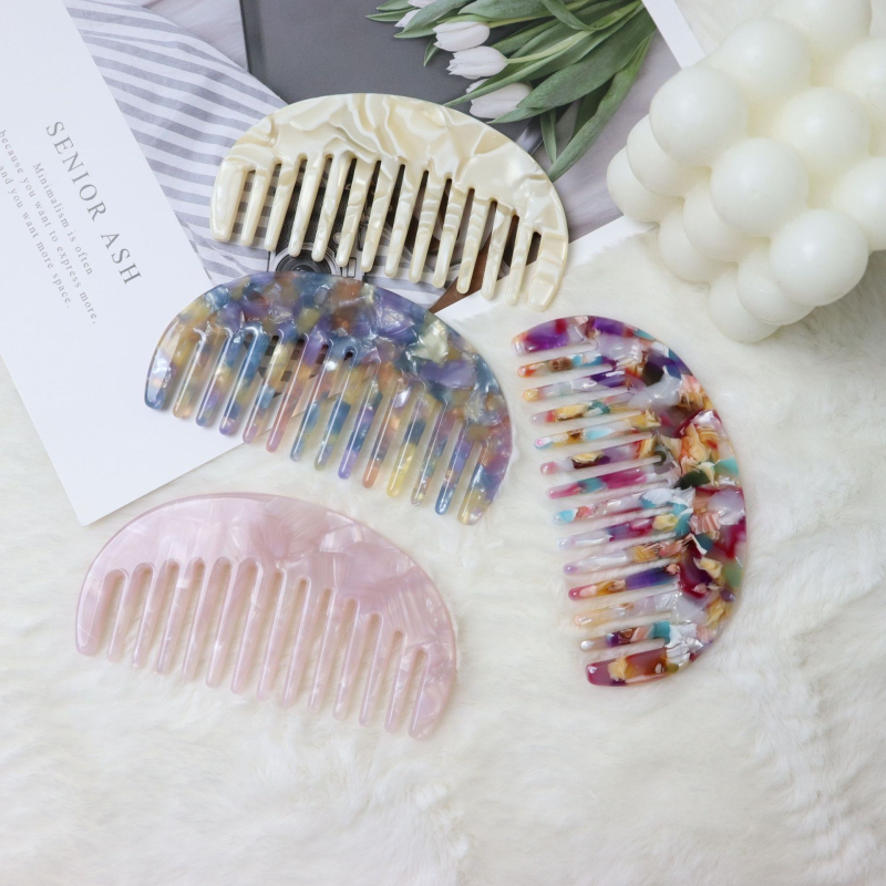 Ģeometriska pusmēness matu ķemme, materiāls: etiķskābe, Korejas stilā, unisex, apstrāde: eļļas injekcija, izcelsme Yiwu