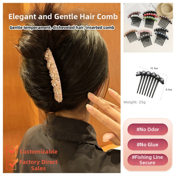 Četka za kosu s kristalima, prirodni stil za žene, materijal: plast/smola, umjetni kristali, pletenje