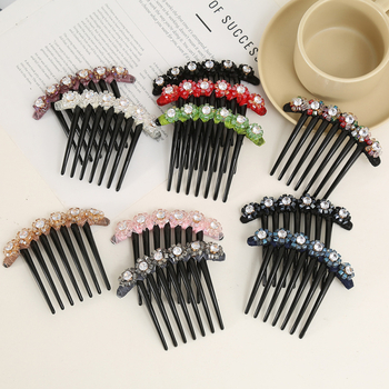 Četka za kosu s kristalima, prirodni stil za žene, materijal: plast/smola, umjetni kristali, pletenje