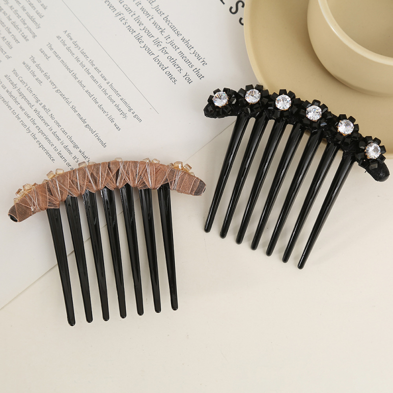 Četka za kosu s kristalima, prirodni stil za žene, materijal: plast/smola, umjetni kristali, pletenje