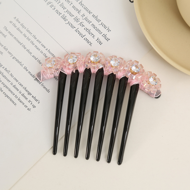 Četka za kosu s kristalima, prirodni stil za žene, materijal: plast/smola, umjetni kristali, pletenje