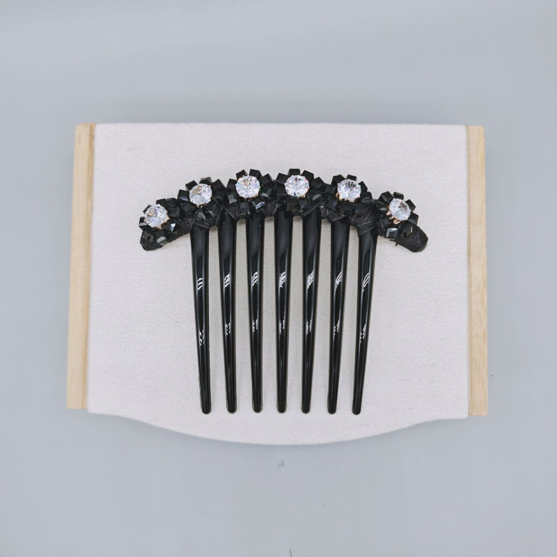 Četka za kosu s kristalima, prirodni stil za žene, materijal: plast/smola, umjetni kristali, pletenje