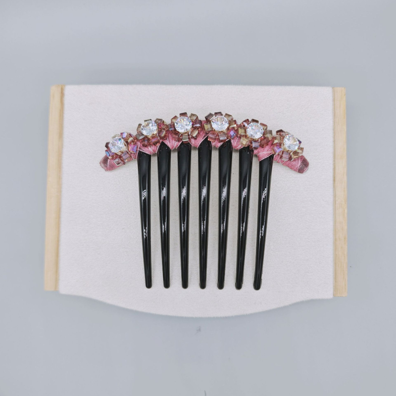 Četka za kosu s kristalima, prirodni stil za žene, materijal: plast/smola, umjetni kristali, pletenje