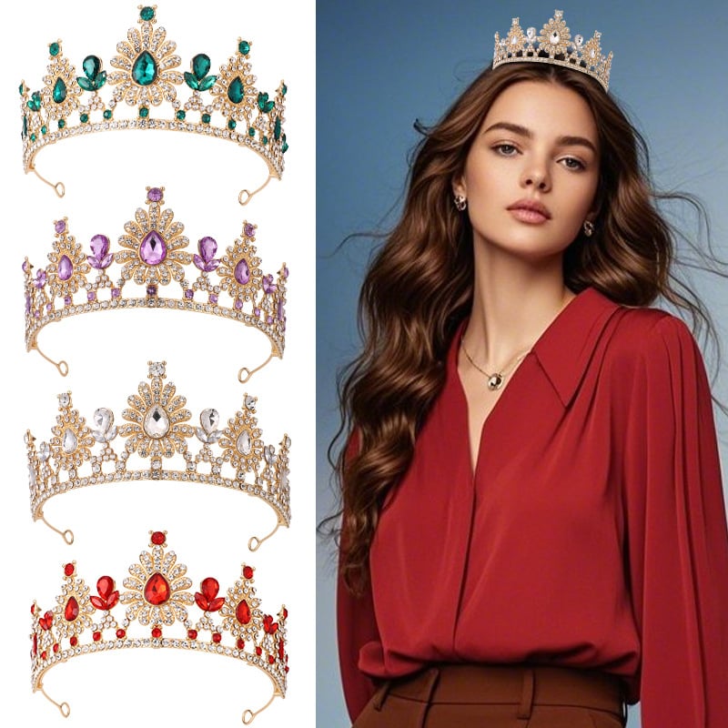 Vjenčana kruna-tiara, Barokni luksuz, cinkova legura, 18K, ametist kristal, stil princeza/dijete
