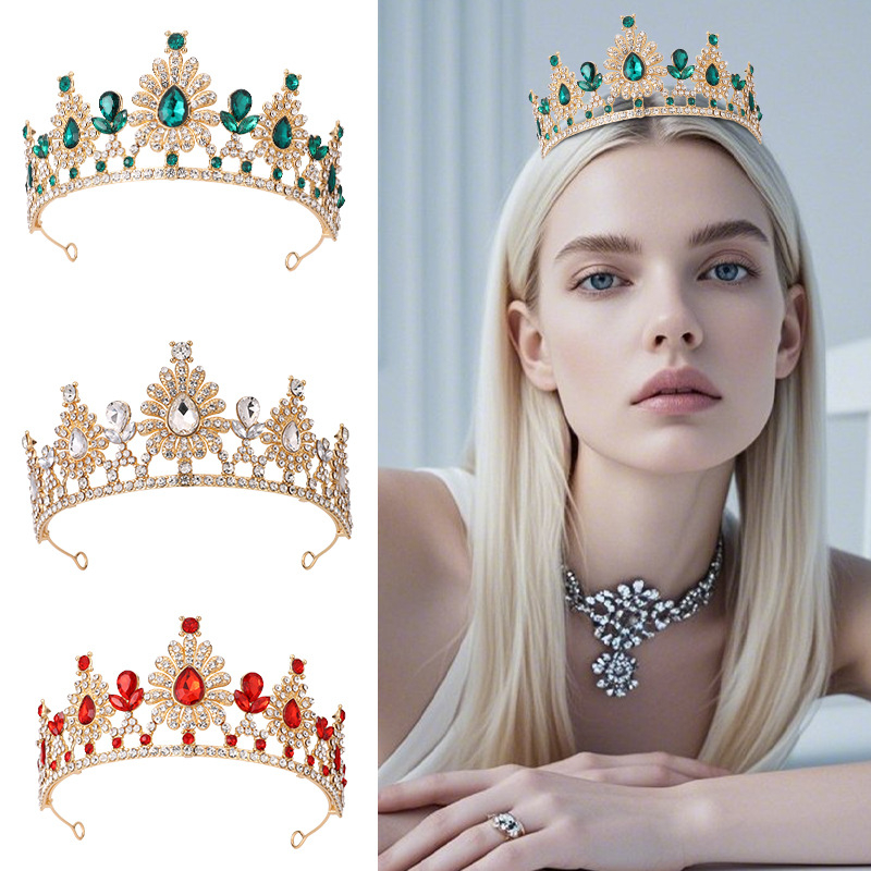 Vjenčana kruna-tiara, Barokni luksuz, cinkova legura, 18K, ametist kristal, stil princeza/dijete