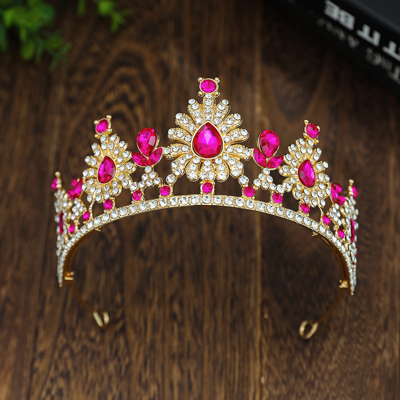 Vjenčana kruna-tiara, Barokni luksuz, cinkova legura, 18K, ametist kristal, stil princeza/dijete