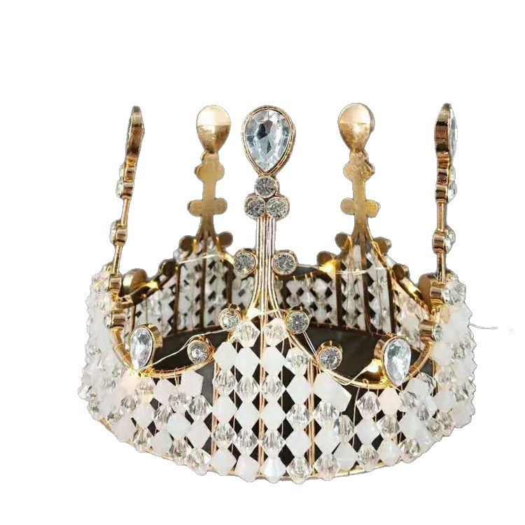 Europska kraljevska kruna za ukrašavanje torte – plastična/živična kruna s Rhinestone kristalima, elektroplatirana, unisex dodatak za vjenčanje, rođendan, festival