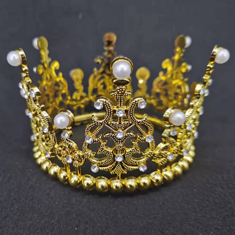 Europska kraljevska kruna za ukrašavanje torte – plastična/živična kruna s Rhinestone kristalima, elektroplatirana, unisex dodatak za vjenčanje, rođendan, festival