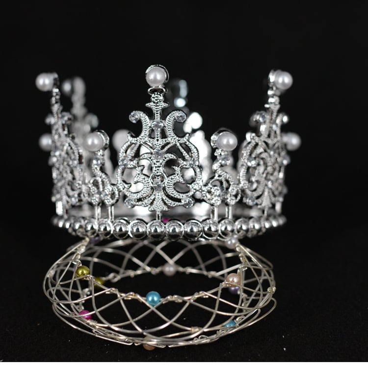Europska kraljevska kruna za ukrašavanje torte – plastična/živična kruna s Rhinestone kristalima, elektroplatirana, unisex dodatak za vjenčanje, rođendan, festival