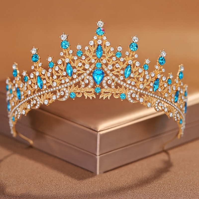 Tiara de mireasă pentru păr, din aliaj, cu cristale, formă de coroană, electroplating (Material: aliaj; Cristale: cristale; Stil: feminin; Formă: coroană; Finisare: electroplating)