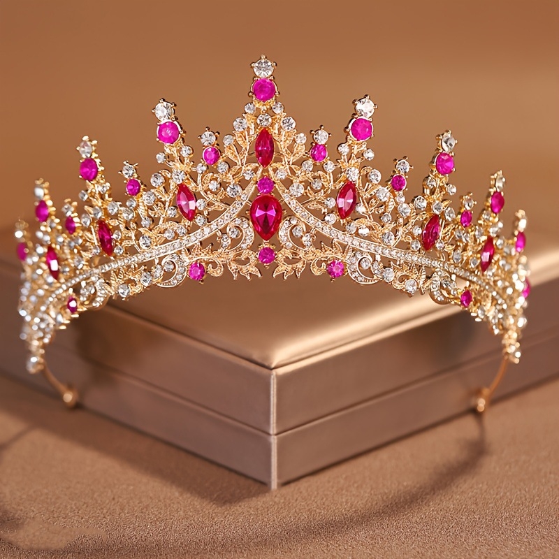 Tiara de mireasă pentru păr, din aliaj, cu cristale, formă de coroană, electroplating (Material: aliaj; Cristale: cristale; Stil: feminin; Formă: coroană; Finisare: electroplating)