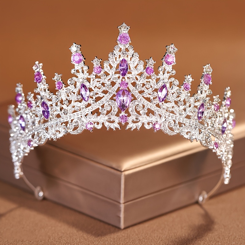 Tiara de mireasă pentru păr, din aliaj, cu cristale, formă de coroană, electroplating (Material: aliaj; Cristale: cristale; Stil: feminin; Formă: coroană; Finisare: electroplating)