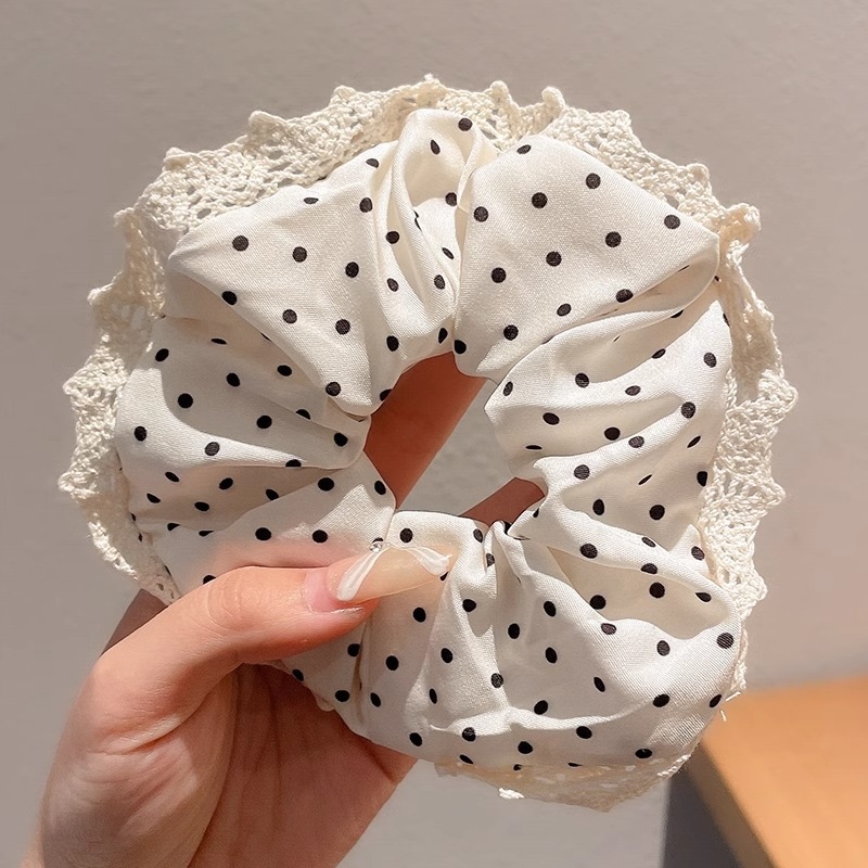 Inel de păr cu floare de trandafir - din plasă, lucrat manual, design simplu, elasticitate mare