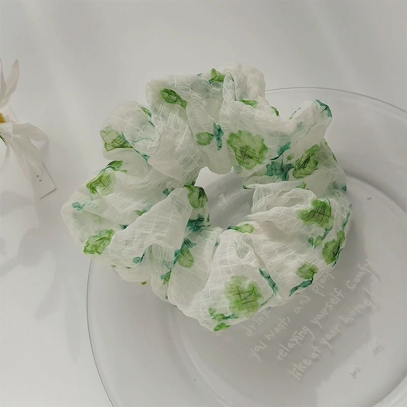 Inel de păr cu floare de trandafir - din plasă, lucrat manual, design simplu, elasticitate mare