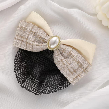 Plasă pentru păr cu plasă ultrafină, lucrată manual, clips cu arc – stil de birou