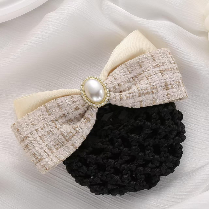 Plasă pentru păr cu plasă ultrafină, lucrată manual, clips cu arc – stil de birou