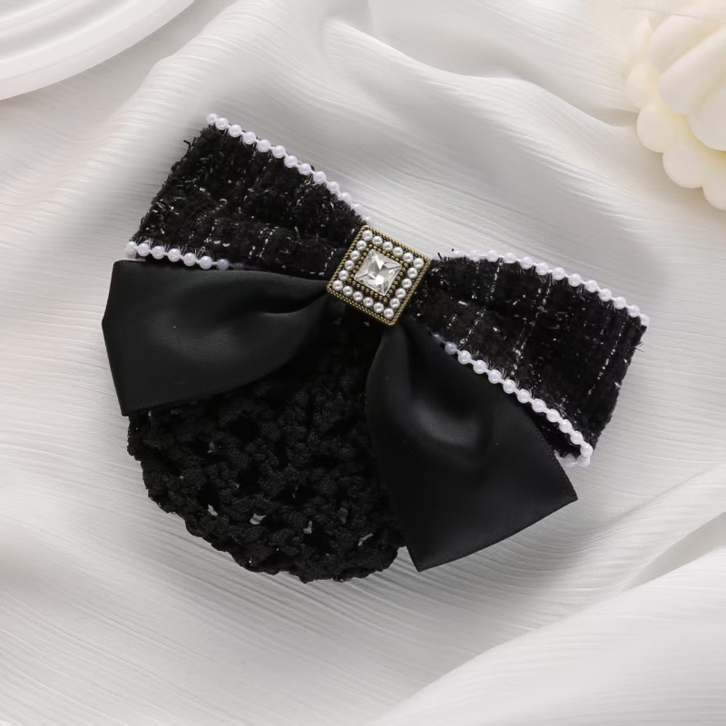 Plasă pentru păr cu plasă ultrafină, lucrată manual, clips cu arc – stil de birou