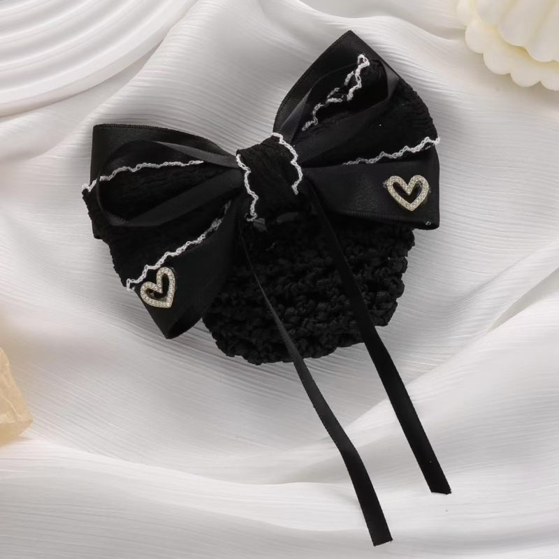 Plasă pentru păr cu plasă ultrafină, lucrată manual, clips cu arc – stil de birou