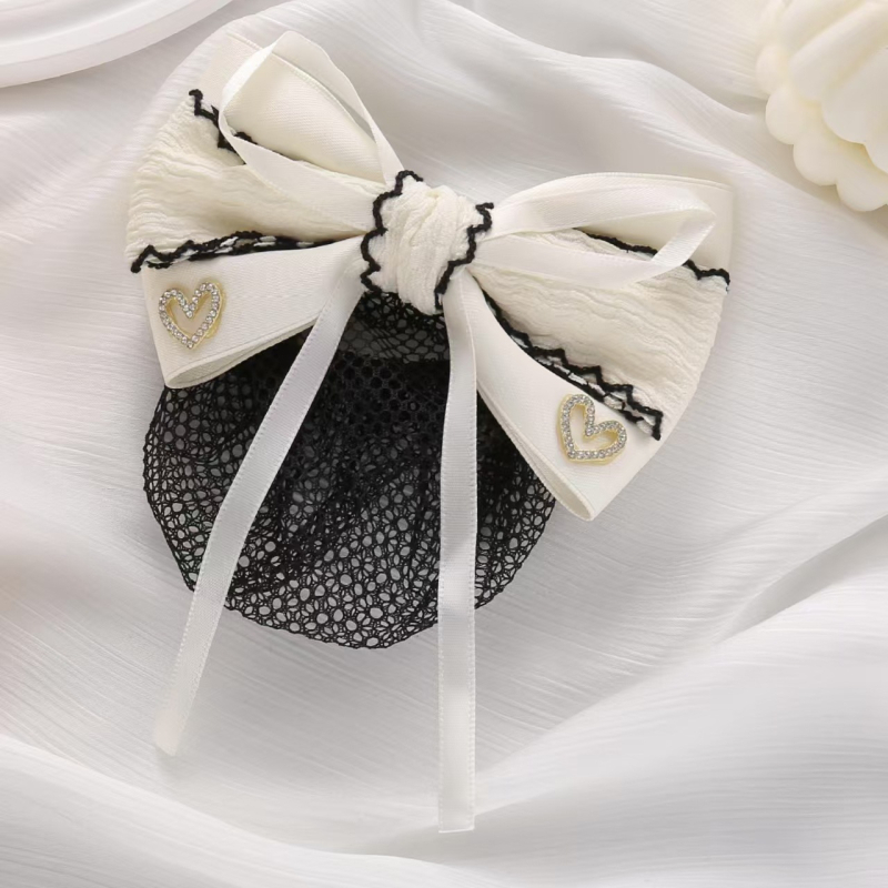 Plasă pentru păr cu plasă ultrafină, lucrată manual, clips cu arc – stil de birou