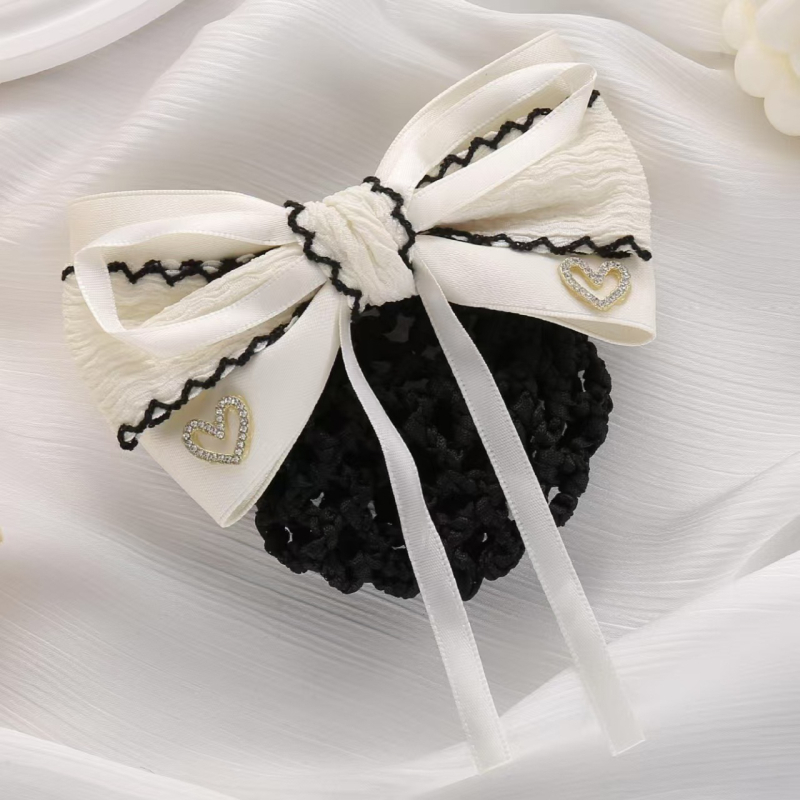 Plasă pentru păr cu plasă ultrafină, lucrată manual, clips cu arc – stil de birou