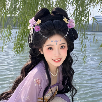 Ornament pentru frunte în stil Hanfu, aliaj, accesorii vintage pentru păr cu floare de camelia, tricotat manual, cod A355, origine Jinhua