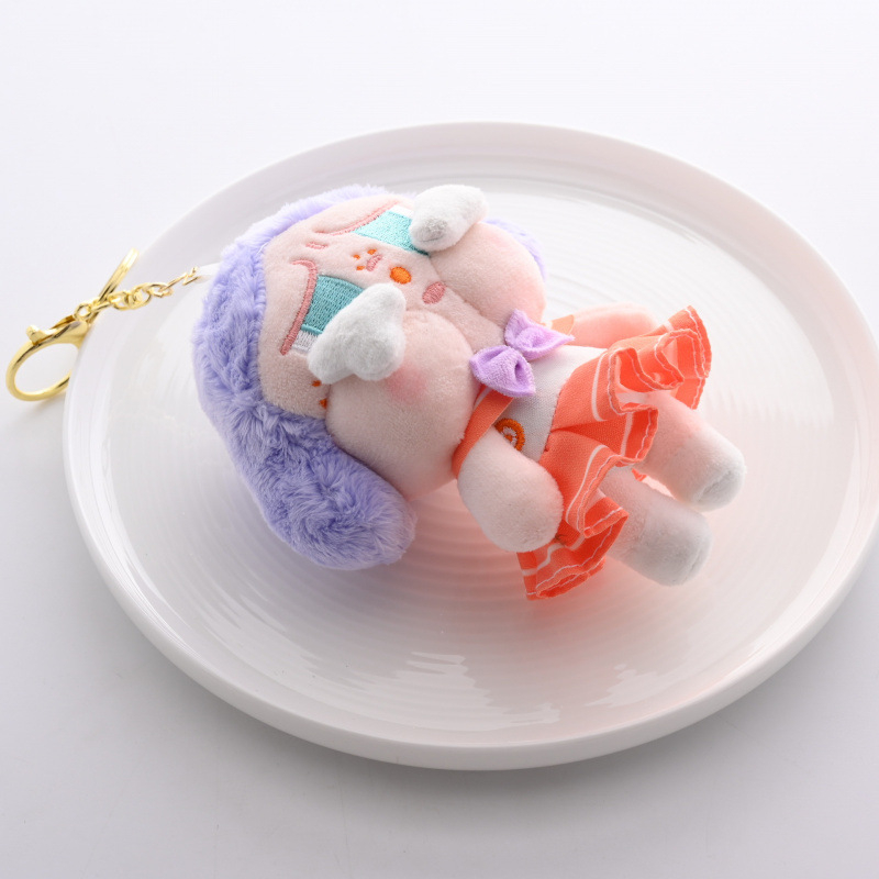 Šviesianti pūkuota lėlė raktų pakabukui mokyklos kuprinei - mielas studentų stiliaus figūrėlė, scenų žaidimas, amžius 7–14 metų, spalvota dėžutė įpakavimas