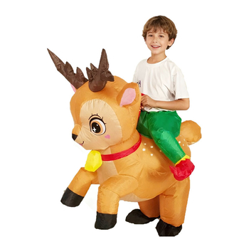 Karikatuurne maskott-kostüüm – puhutav põdrakostüüm lavaproovideks (210T kangas; puhutav; pooljuhitav ja pool-mehaaniline valmistus; sobiv pühade ja lavaproovide jaoks)