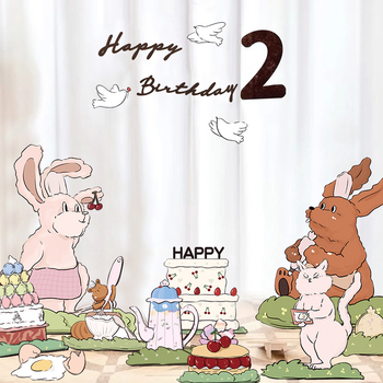 Dzimšanas dienas skatuves dekoru komplekts ar KT paneļu fonu un baloniem — papīrs, krītošie baloni, astes bumbas formas baloni