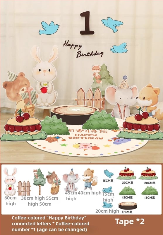 Dzimšanas dienas skatuves dekoru komplekts ar KT paneļu fonu un baloniem — papīrs, krītošie baloni, astes bumbas formas baloni