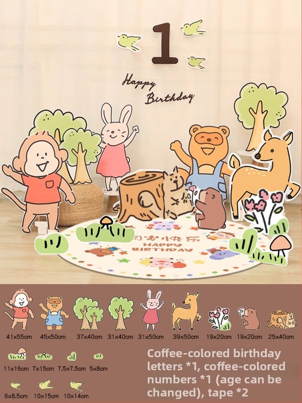 Dzimšanas dienas skatuves dekoru komplekts ar KT paneļu fonu un baloniem — papīrs, krītošie baloni, astes bumbas formas baloni