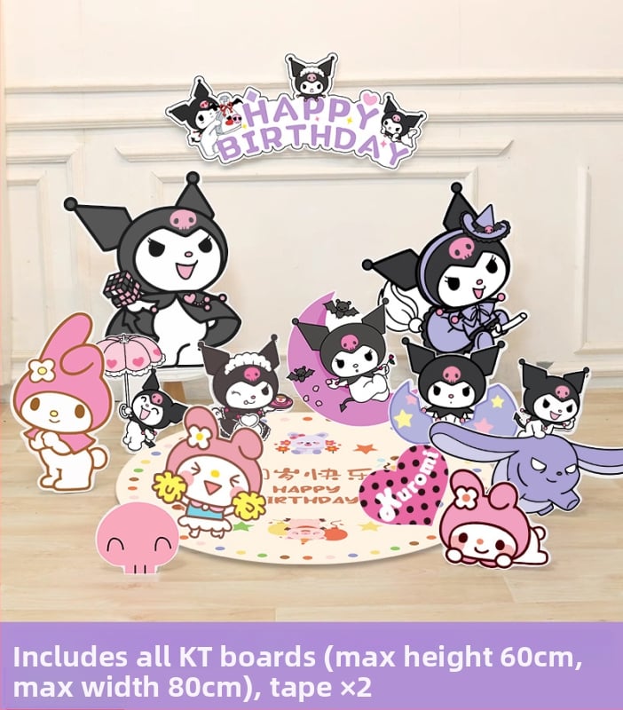 Dzimšanas dienas skatuves dekoru komplekts ar KT paneļu fonu un baloniem — papīrs, krītošie baloni, astes bumbas formas baloni