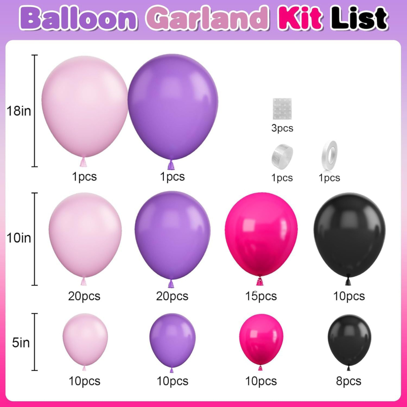 Pūšamonu dekoru komplekts dzimšanas dienai (materiāls: latekss; balona tips: dekoratīvais balons; forma: apaļa; drukāts LOGO: nav; pielietojums: dzimšanas diena)