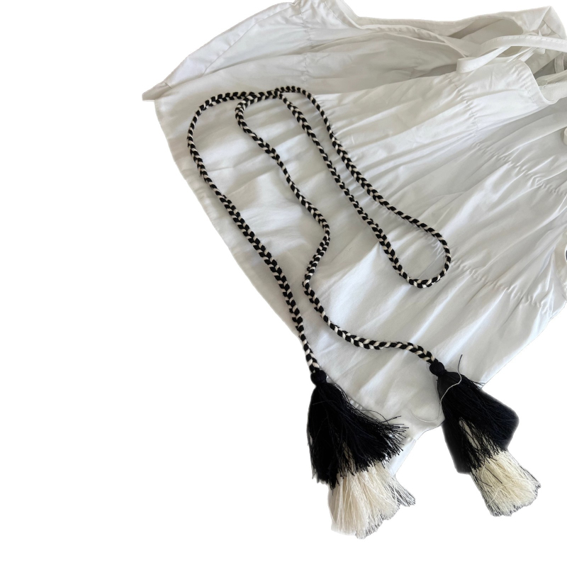 Bohemas stila josta viduklim ar austu kokvilnas pavedienu un mezgla dekoru, 2025 vasara