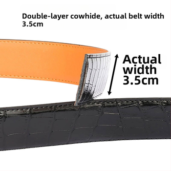 Curea bărbați Time Choice din piele split, cataramă automată din aliaj de zinc, lățime 2-4 cm