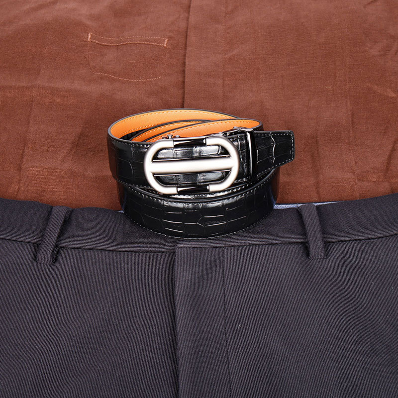 Curea bărbați Time Choice din piele split, cataramă automată din aliaj de zinc, lățime 2-4 cm